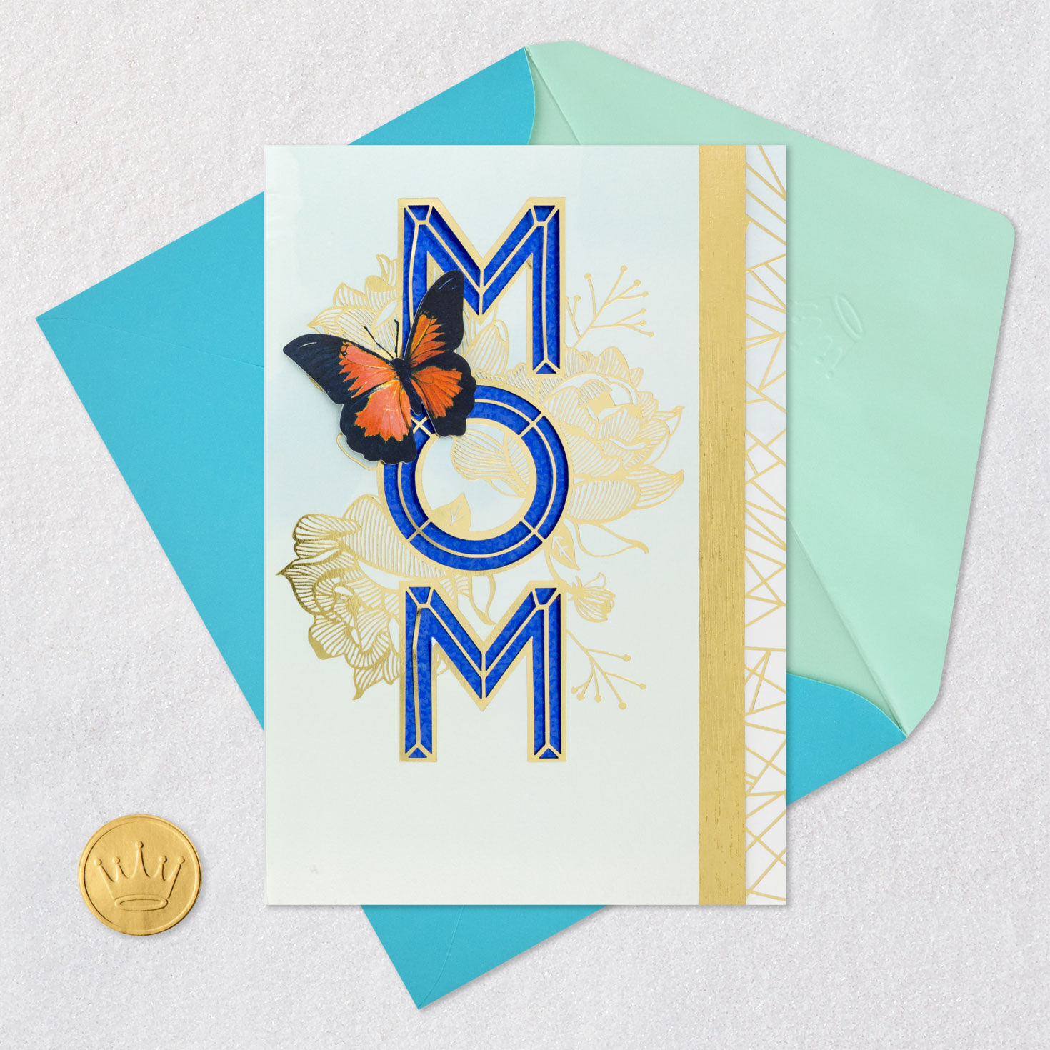 Butterflies Birthday Card for Mom Envelope Back with Seal image number 7