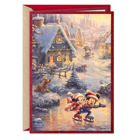 Disney Dreams Collection By Thomas Kinkade Studios Mickey and Minnie Christmas Card