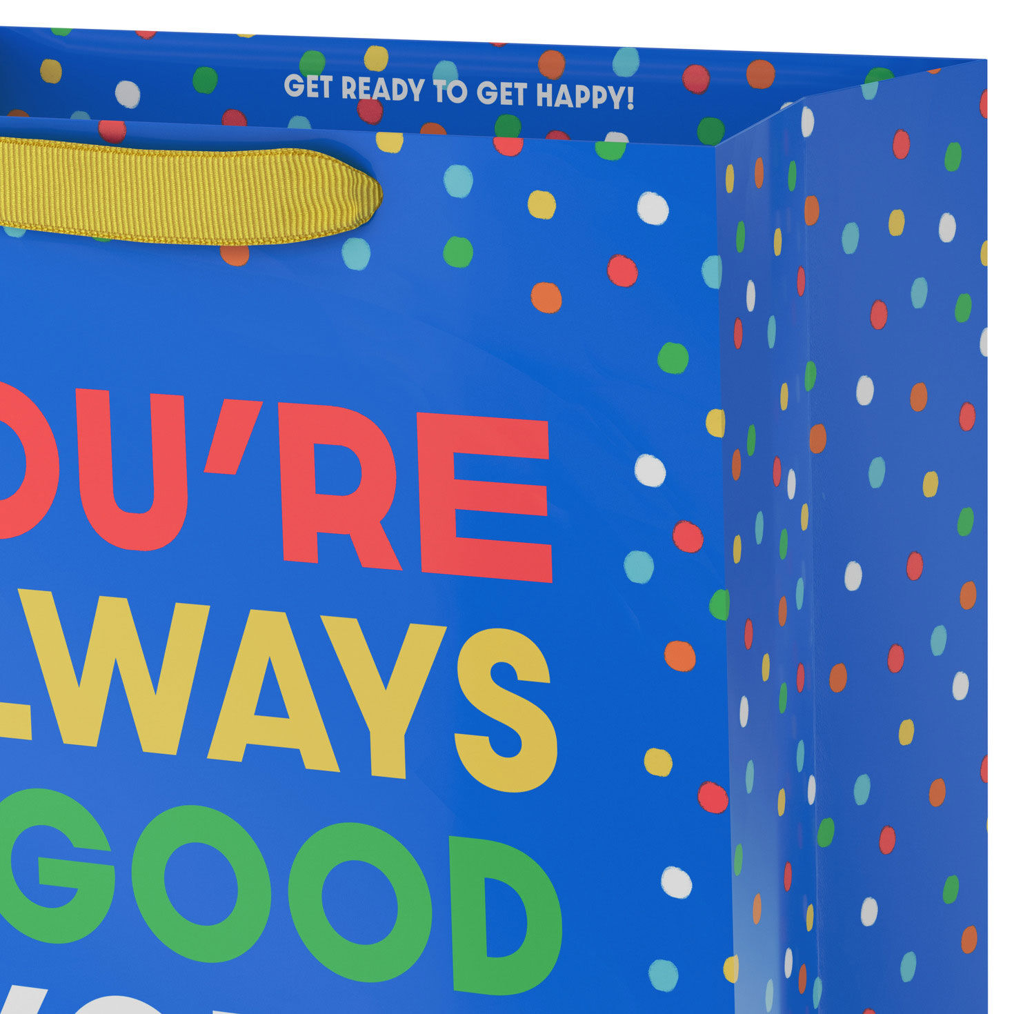 Colorful Lettering on Blue Large Gift Bag Handle Detail image number 4