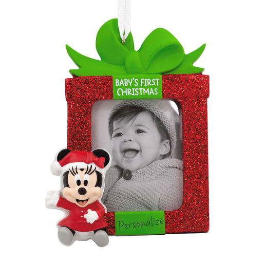 Disney Minnie Mouse Baby's First Christmas Photo Frame Personalized Hallmark Ornament, 