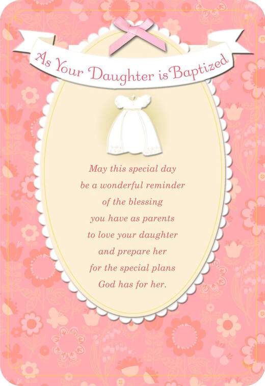 White Christening Gown Baby Girl Baptism Card, , large image number 1