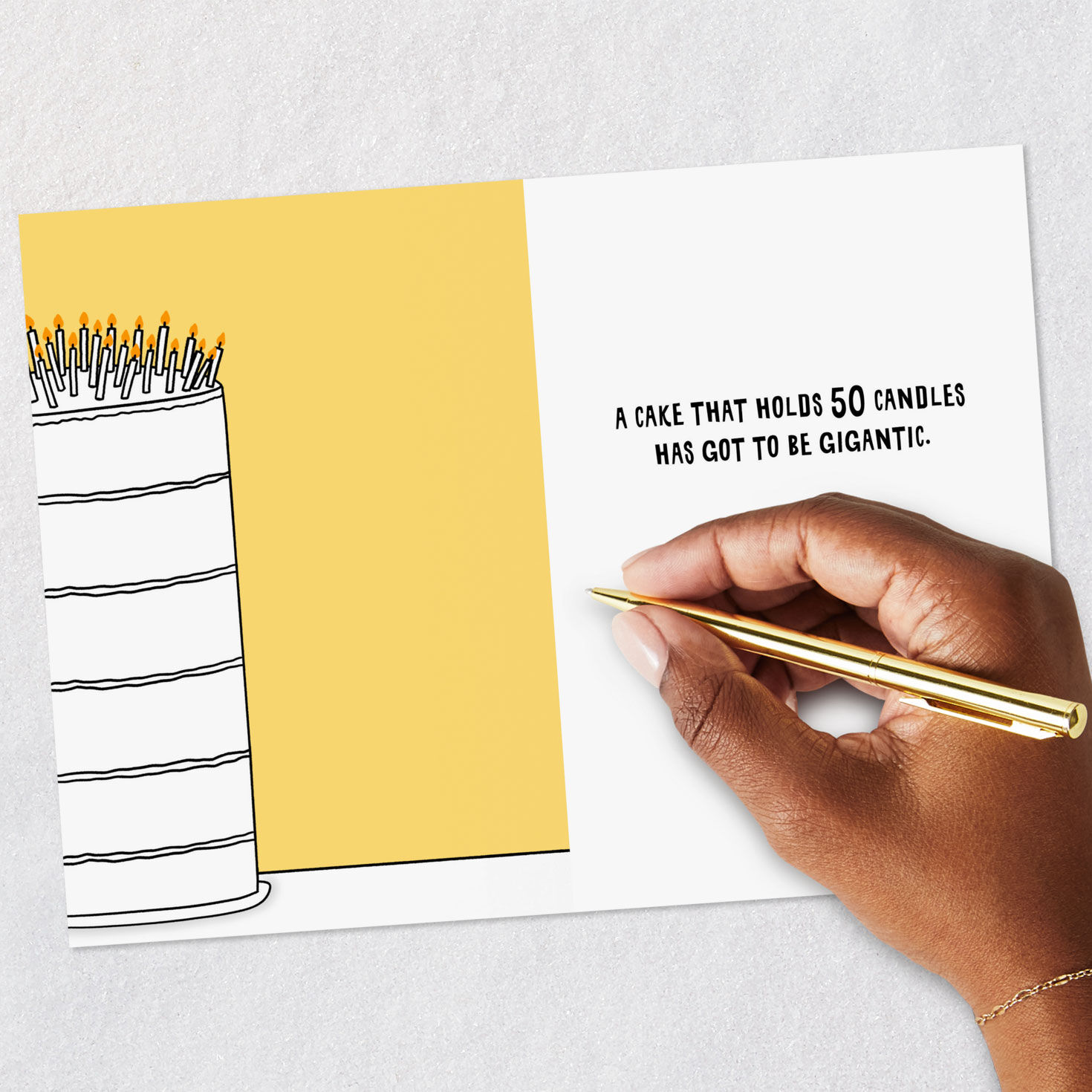 Red on Yellow Funny 50th Birthday Card Signing card image number 6