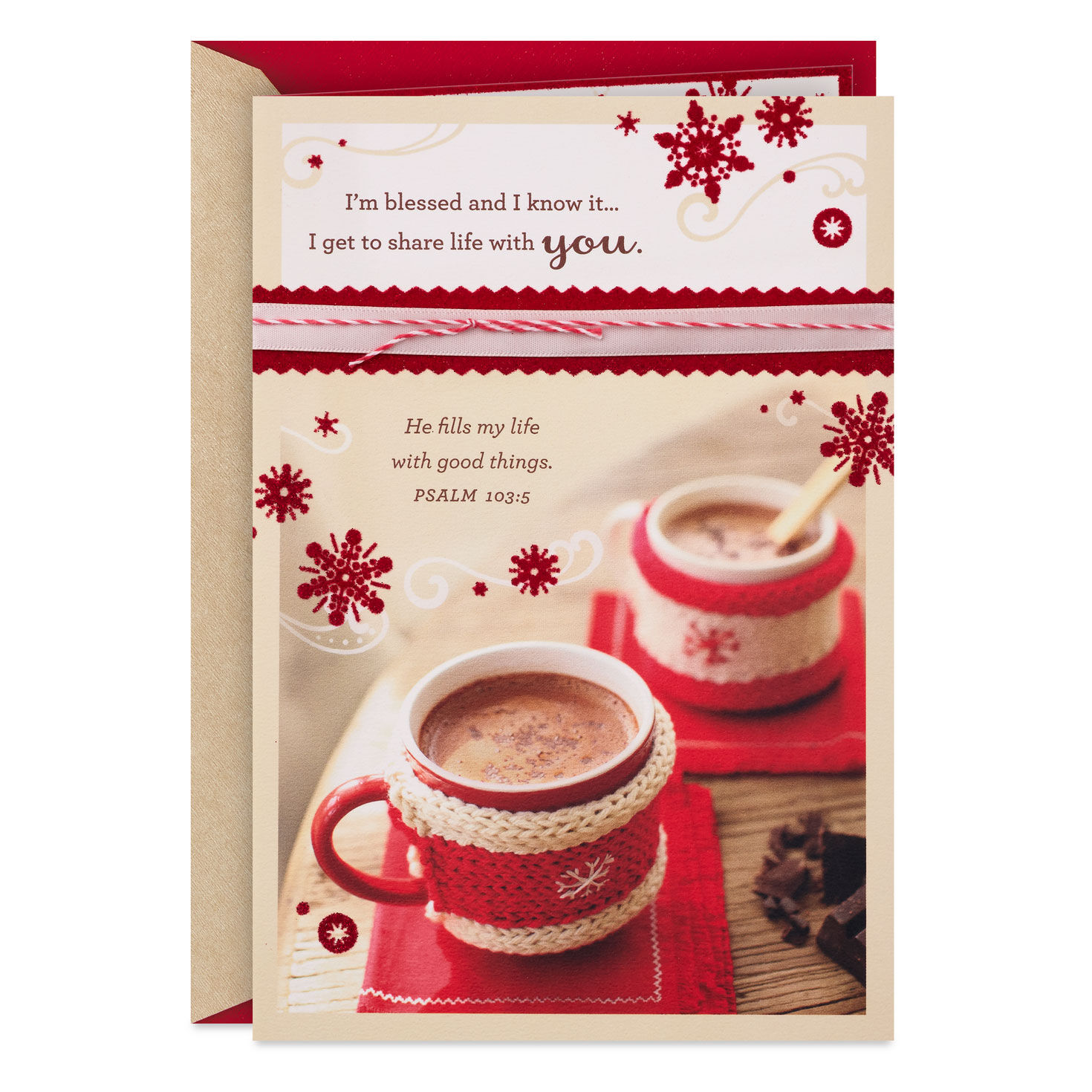 Blessed to Share Life with You Romantic Religious Christmas Card