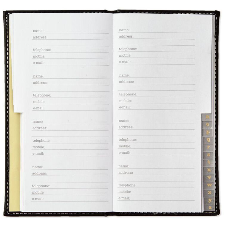 Black Faux Leather Slim Address Book, , large image number 4