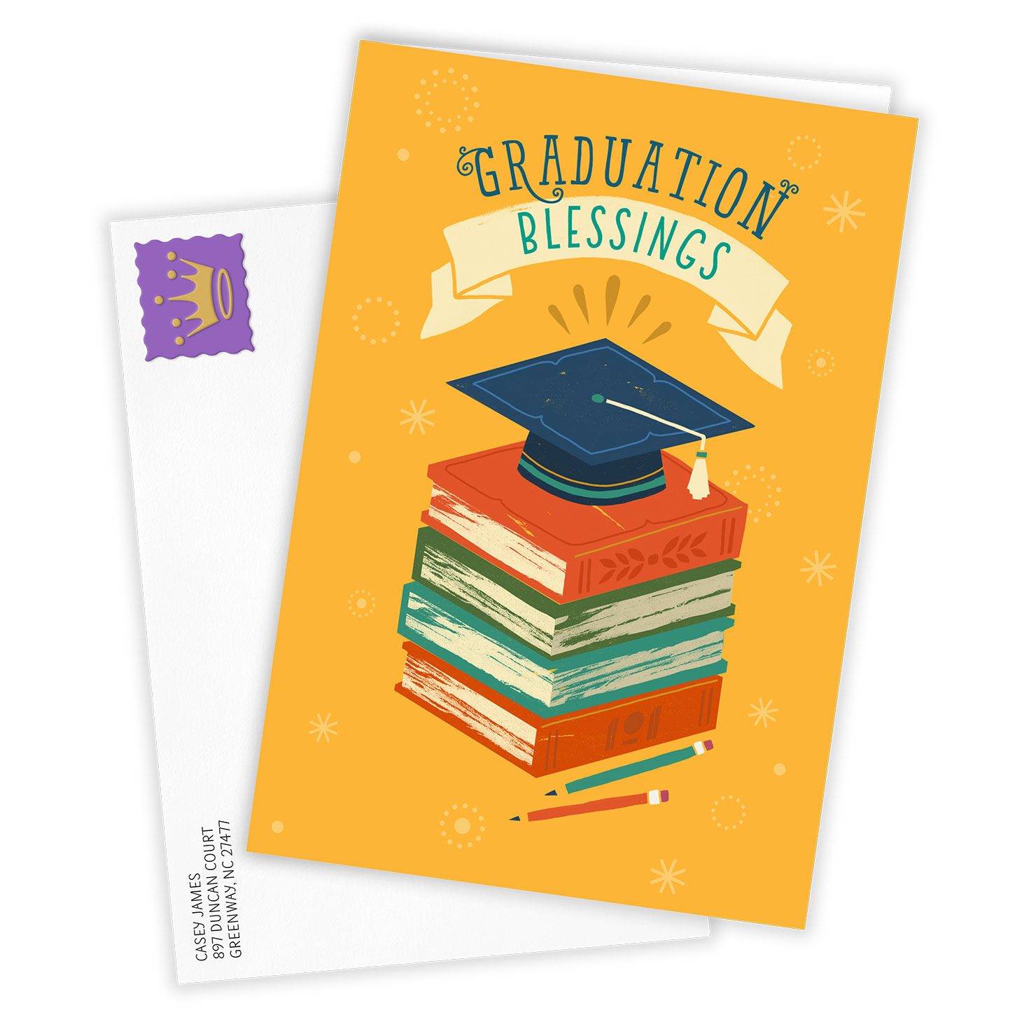 Stack of Books Personalized Grad Card Card Front with Envelope image number 2