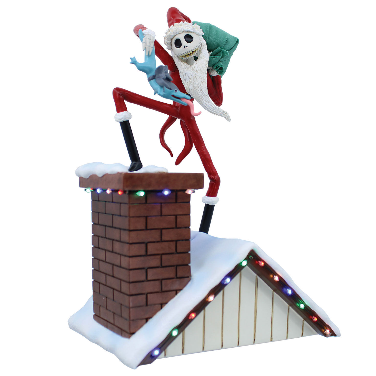 Disney Showcase Santa Jack on Rooftop Figurine With Lights, 10.2"
