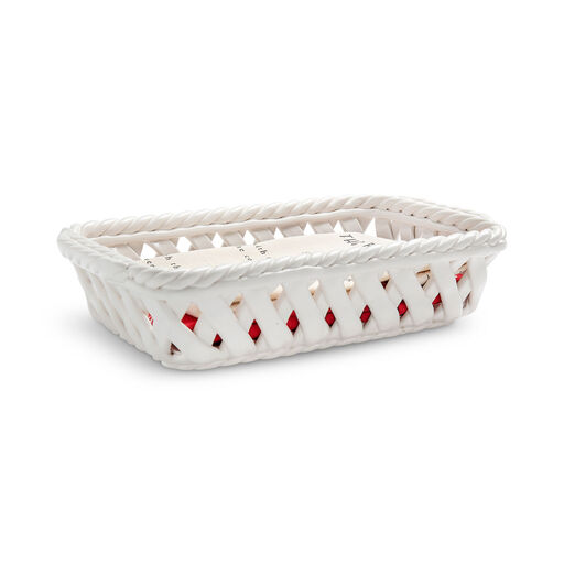 Demdaco Christmas Ceramic Bread Basket With Tea Towels, Set of 3, 