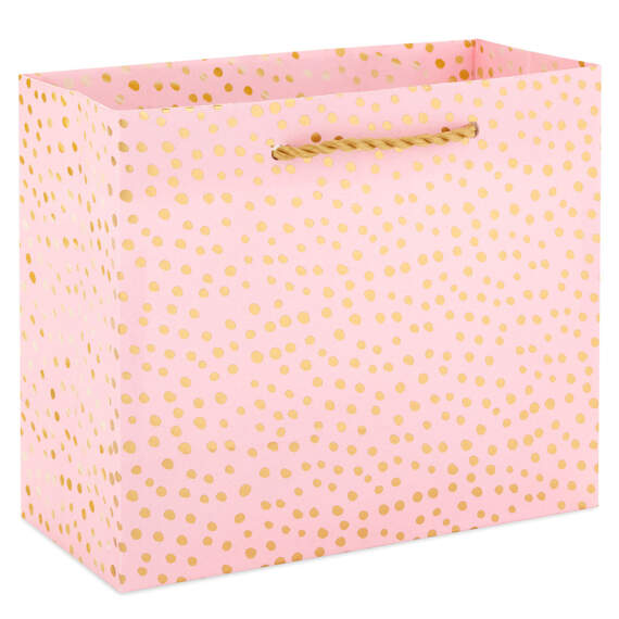 5.5" Gold Dots on Pink Small Horizontal Gift Bag