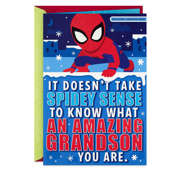 Marvel Spider-Man Christmas Card for Grandson With Displayable Character