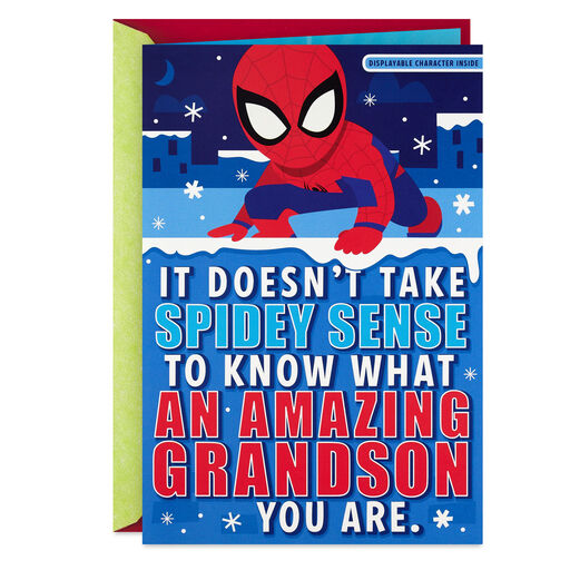 Marvel Spider-Man Christmas Card for Grandson With Displayable Character, 