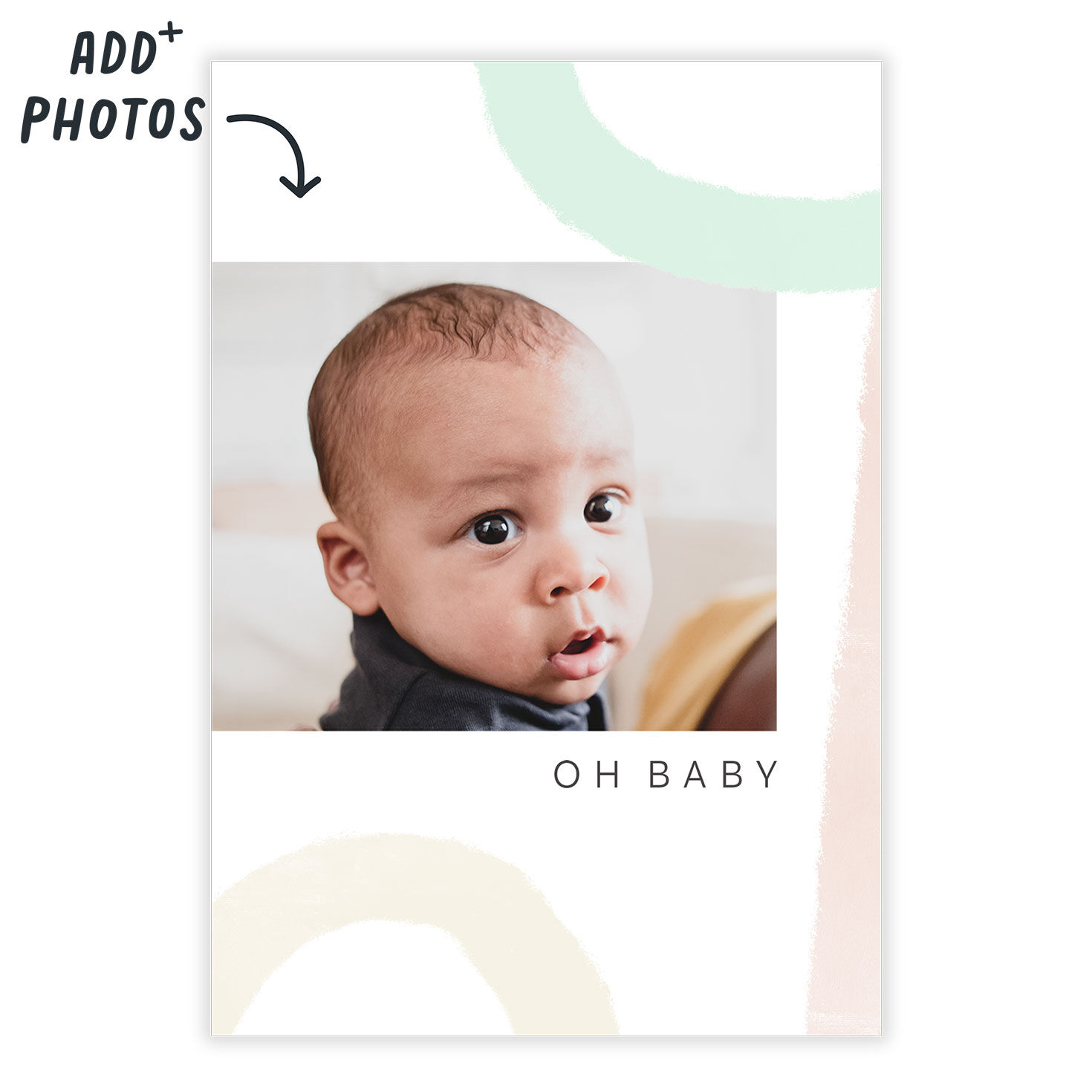 Personalized Pastel Half Circles Photo Card  image number 2