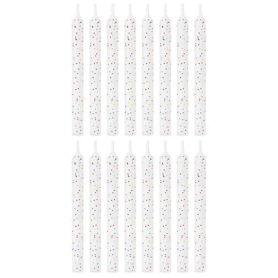 White With Glitter Birthday Candles, Set of 16