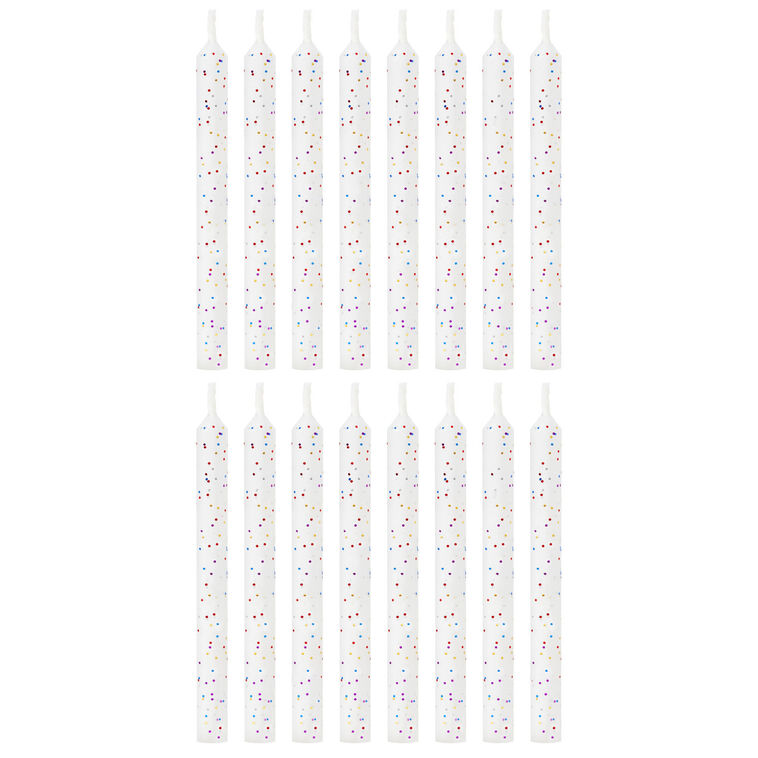 White With Glitter Birthday Candles, Set of 16