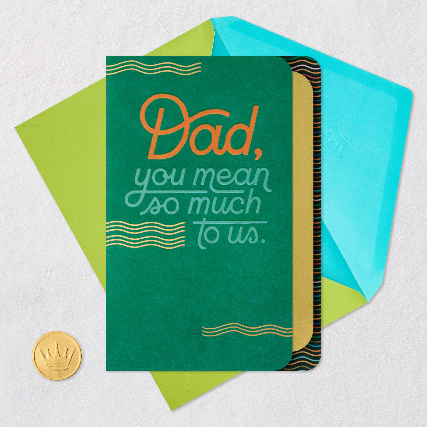 Green and Gold Father's Day Card for Dad from Us Card Front with Envelope and Gold Seal image number 6