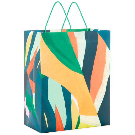 13" Abstract Painted Leaf Large Gift Bag, , large image number 1