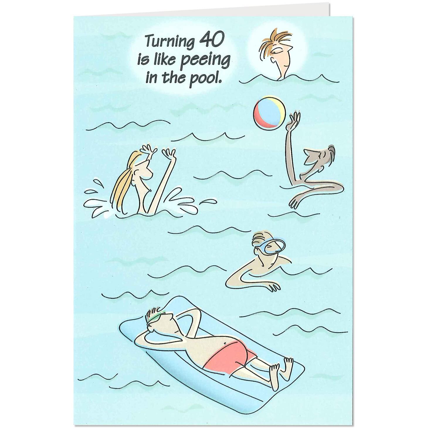 Peeing In The Pool Funny 40th Birthday Card Greeting Cards