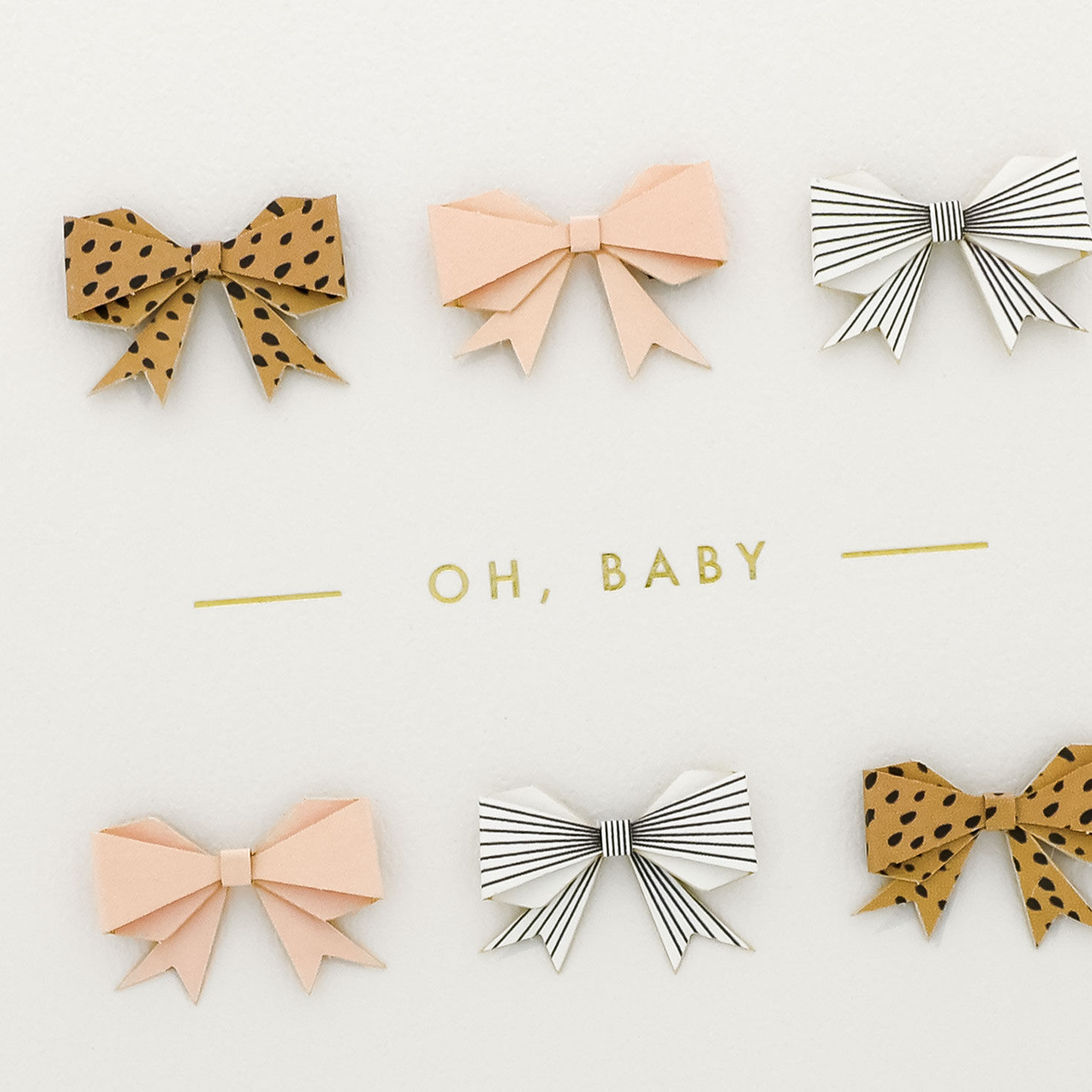 Pink and Striped Bows New Baby Congrats Card Card Front Detail image number 4
