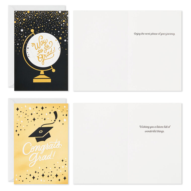 hallmark grad cards Graduation Assortment, Congrats (8 Cards with Envelopes, 4 Designs) : Office Products Confetti Celebration Assorted Graduation Cards,