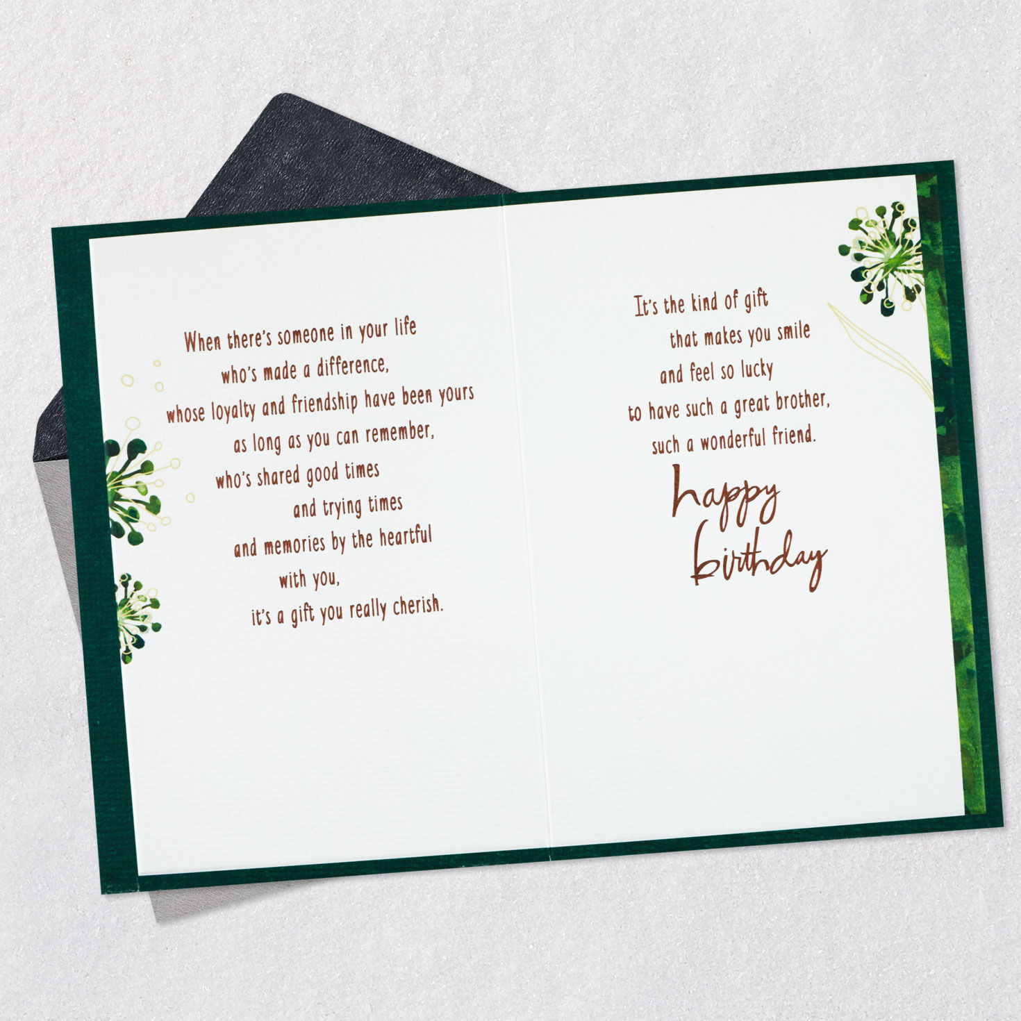 Two Modern Flowers Birthday Card for Brother Card Front Detail image number 4
