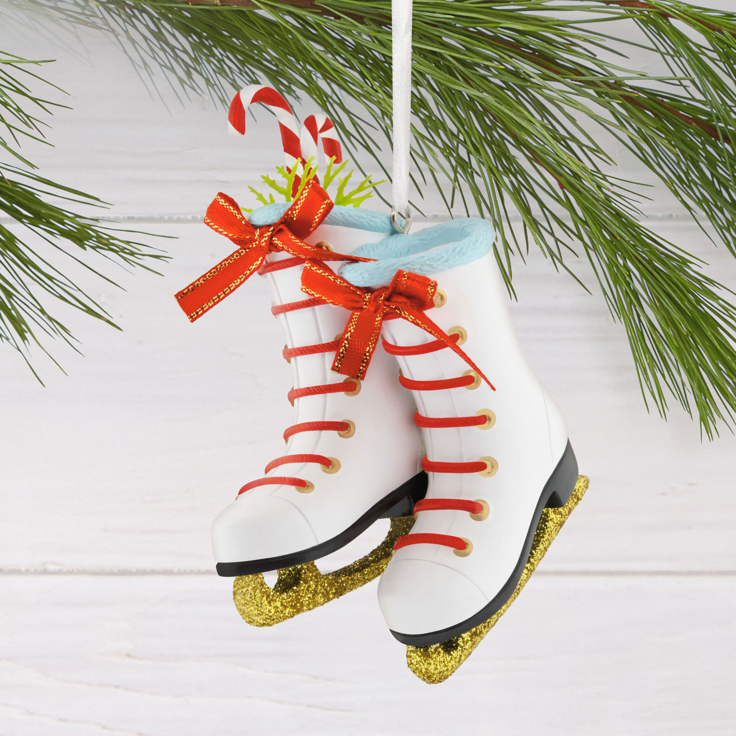 Ice Skates Christmas Ornament hanging on tree image number 2