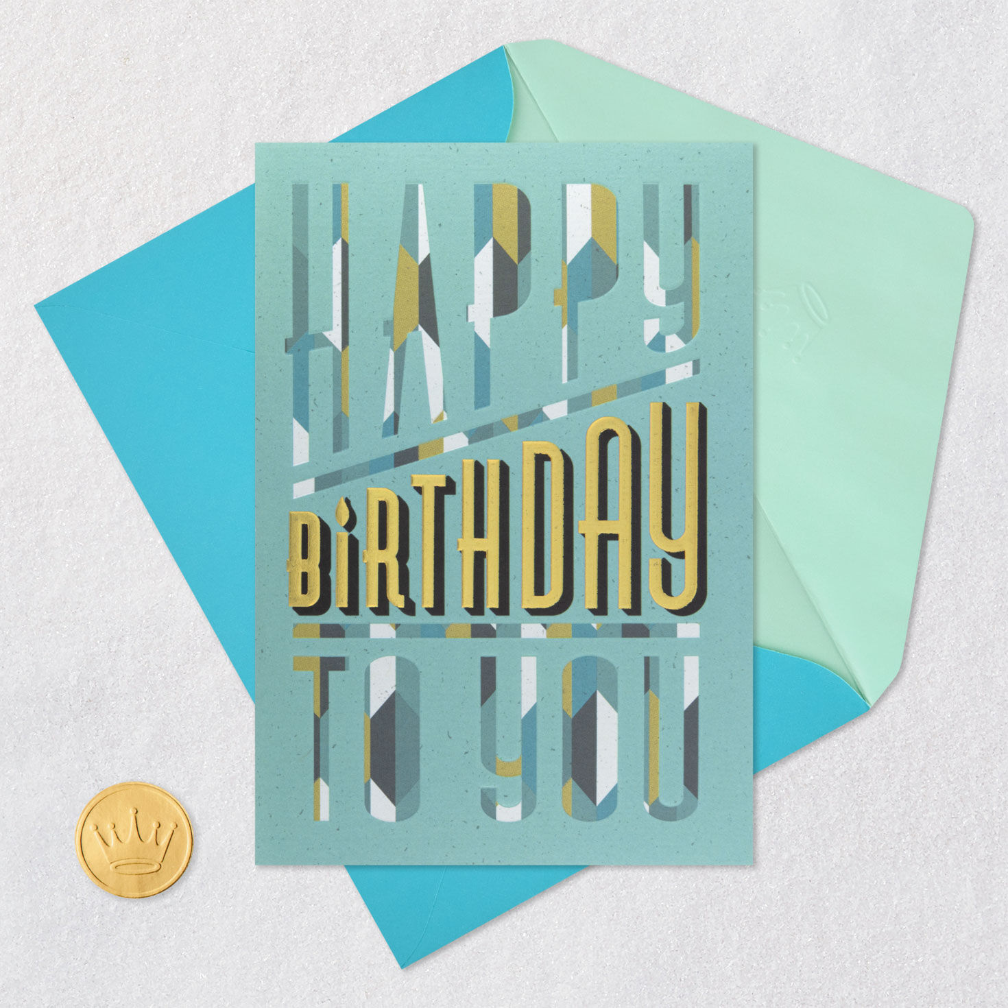 Mod Typography Birthday Card for Man Card Front with Envelope and Gold Seal image number 6