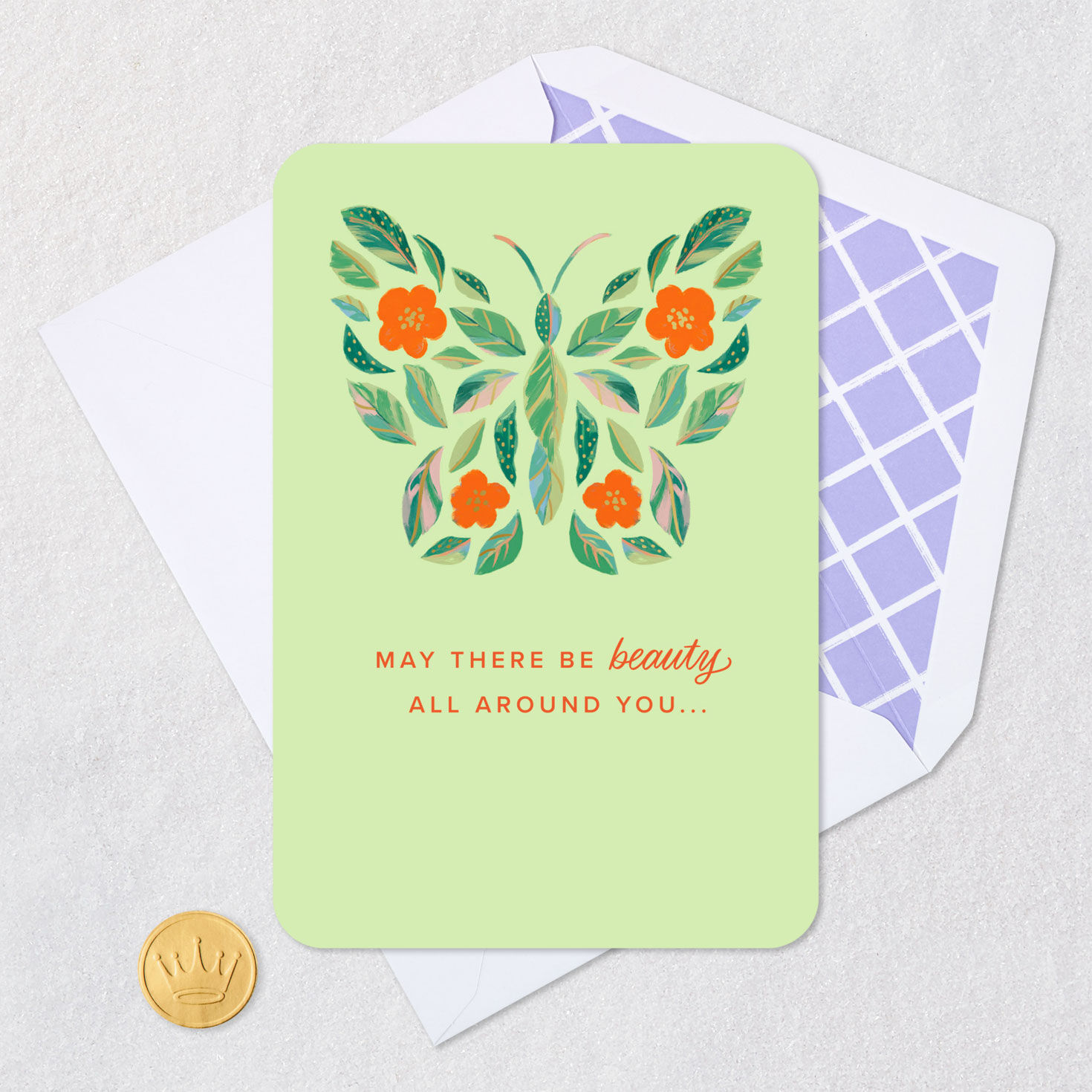 Beautiful Floral Butterfly Just Because Card Card Front Detail image number 5