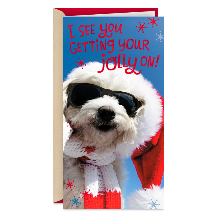 Get Your Jolly On Santa Dog Money Holder Christmas Card