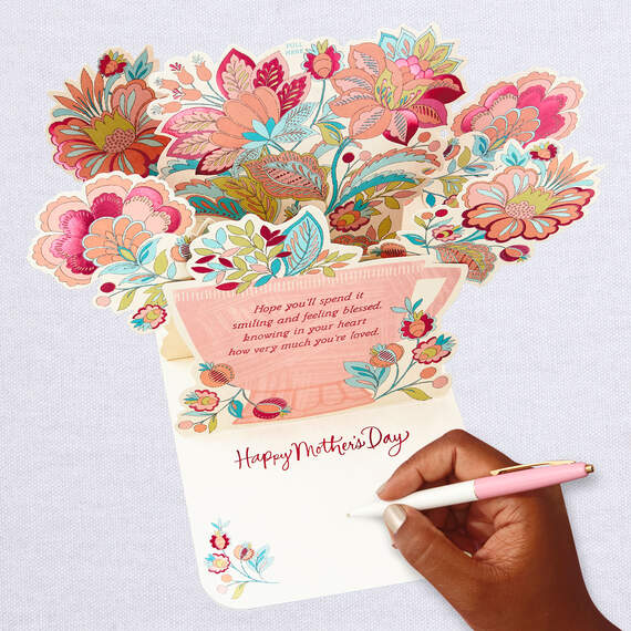 Flowers in Teacup 3D Pop-Up Mother's Day Card for Mom, , large image number 8
