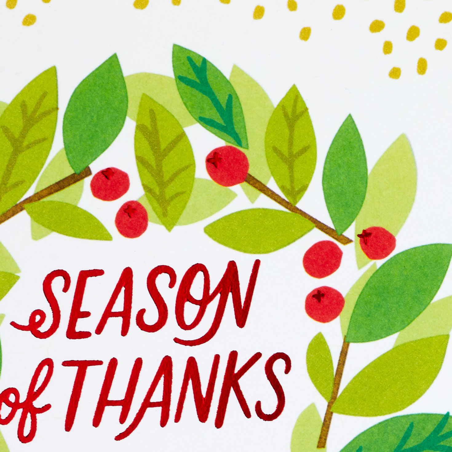 Green Wreath With Foil Christmas Thank You Card Card Front Detail image number 4