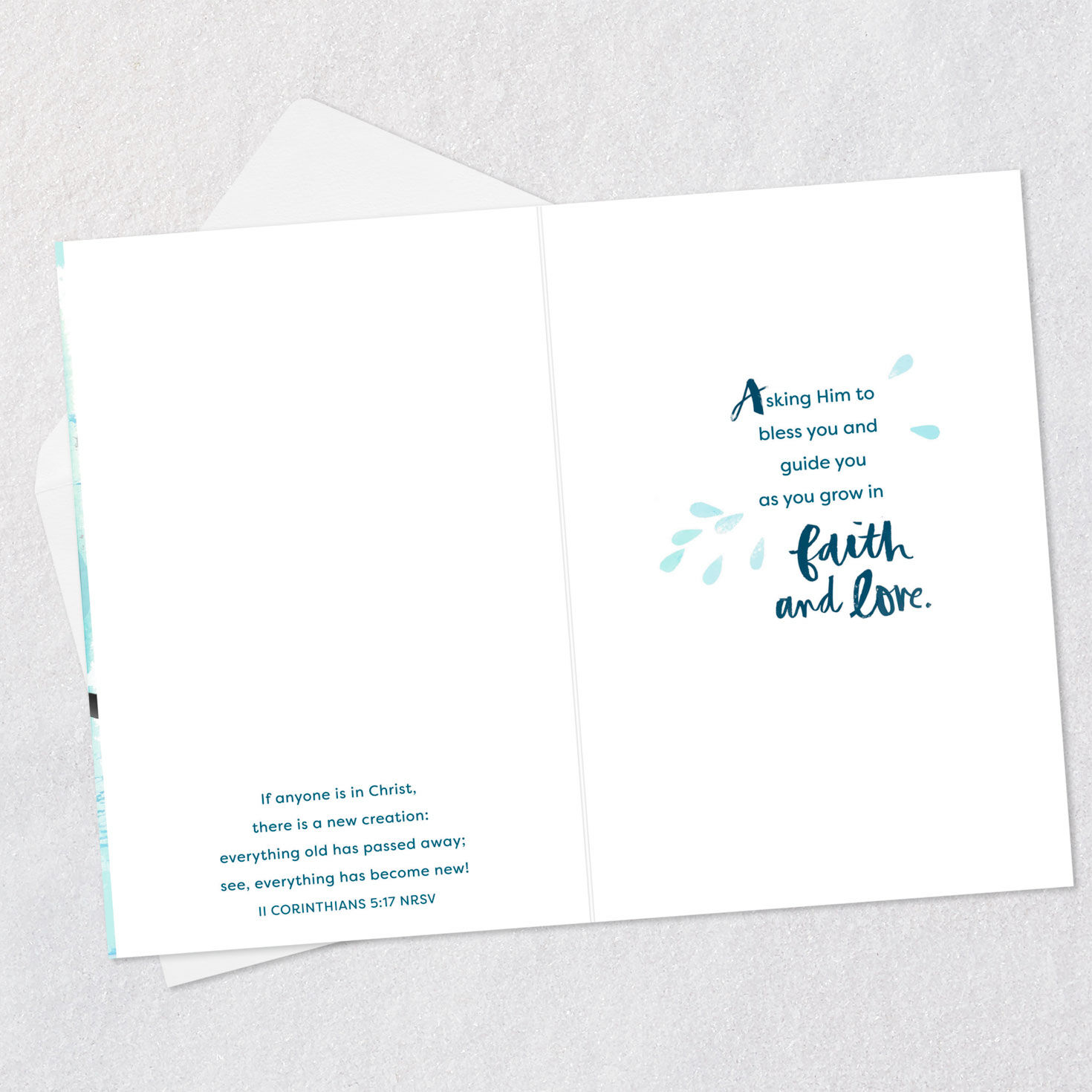 New Beginnings Religious Baptism Card Open card with envelope image number 4