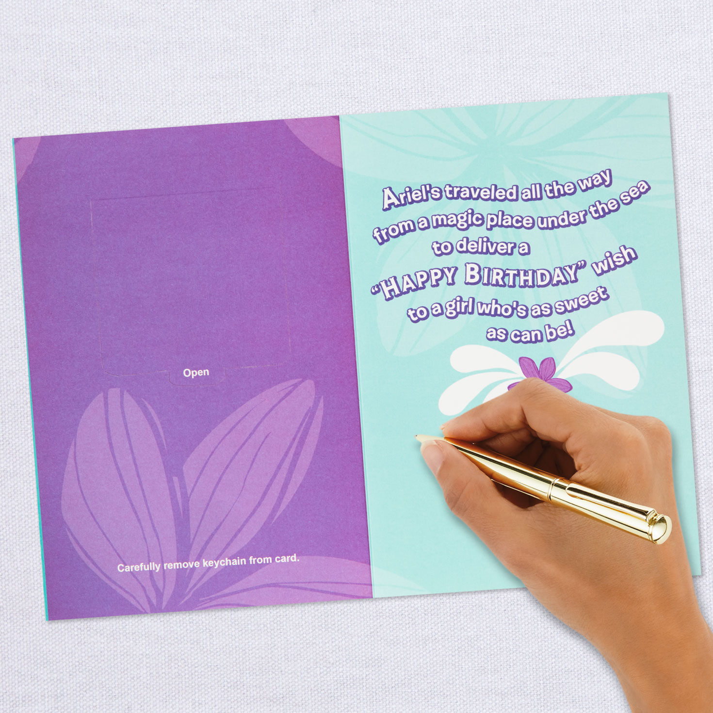 Disney The Little Mermaid Ariel Birthday Card With Keychain for Her, , large image number 7