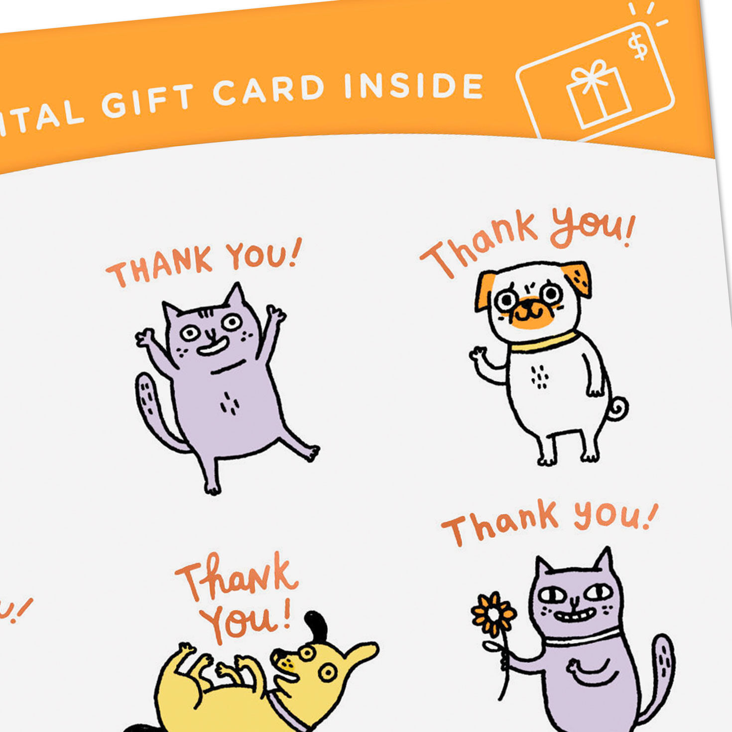 Can't Say Thanks Enough Cats and Dogs Gift Card Greeting Thank-You Card, , large image number 5
