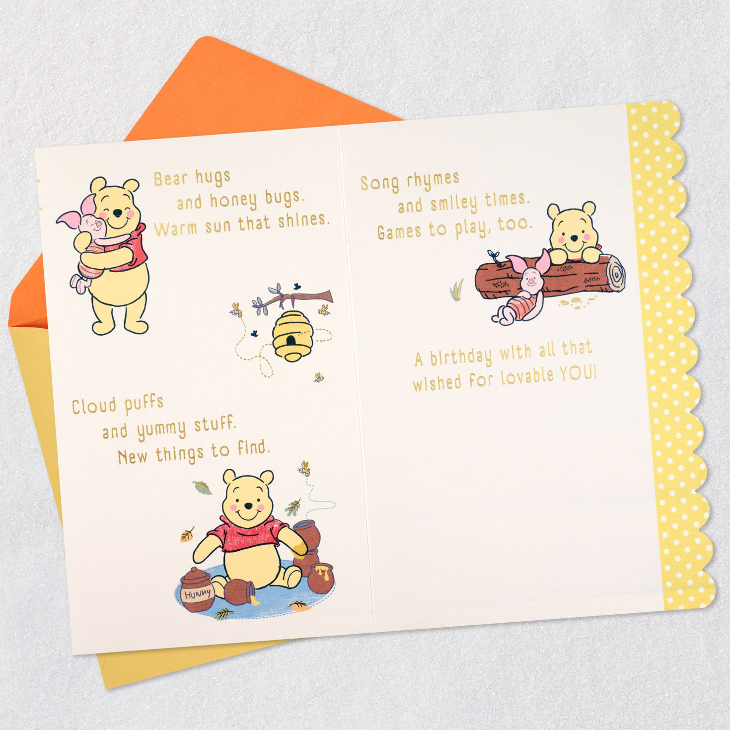 Disney Winnie the Pooh Birthday Card for Kids Open card with envelope image number 4