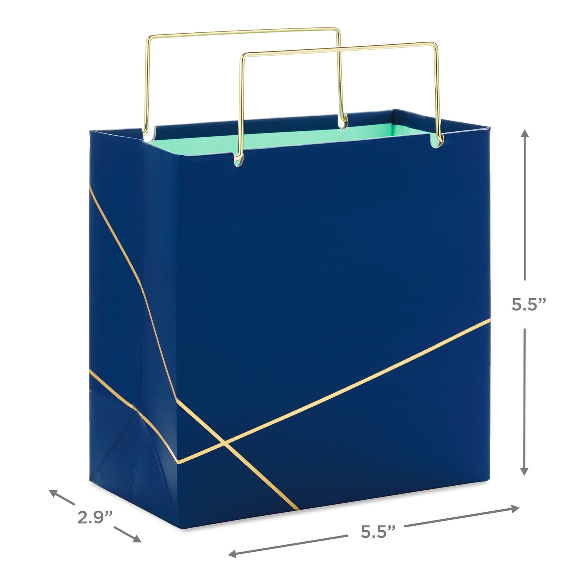 Navy With Gold Small Square Gift Bag, 5.5" Gift Bags Hallmark