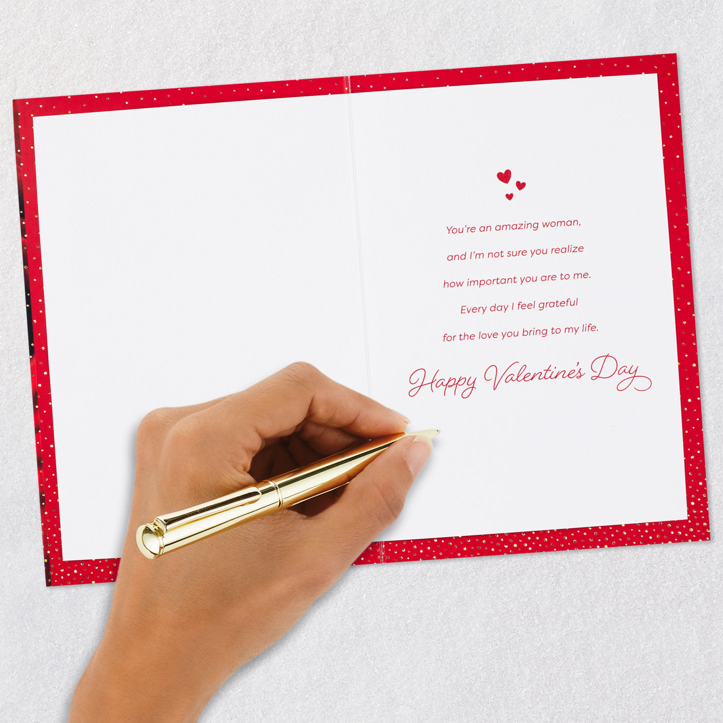 Red Rose Valentine's Day Card for Woman signing card image number 6