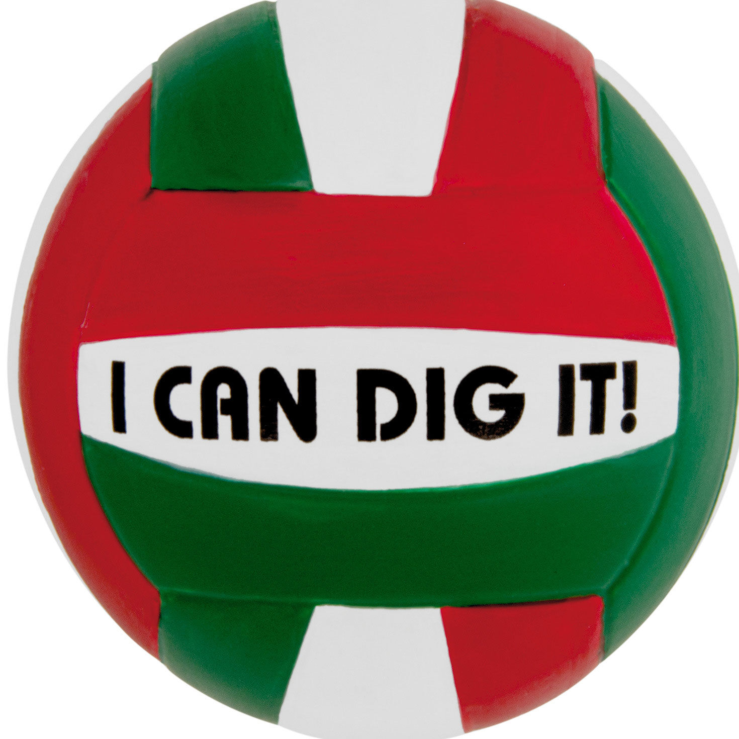 Red Green Volleyball Christmas Ornament closeup view image number 5