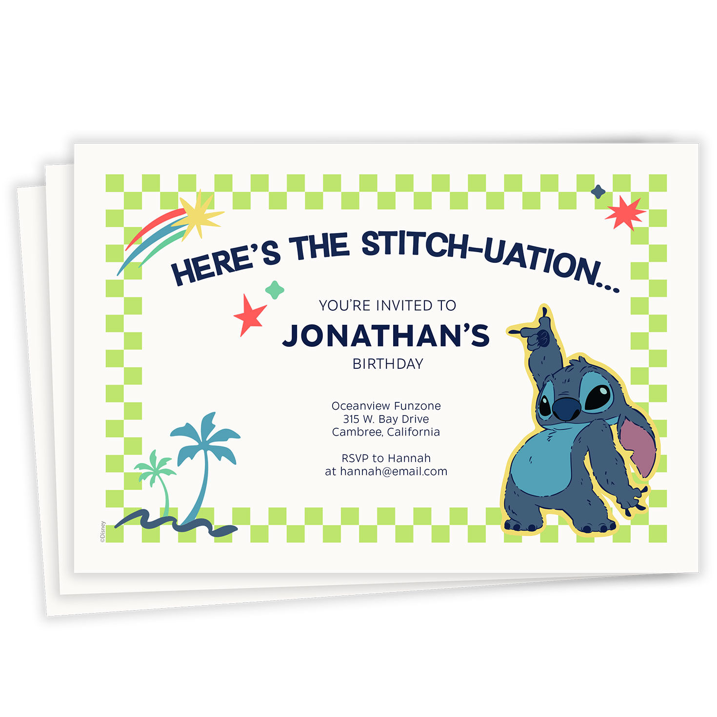 Disney Stitch Stitch-Uation Flat Birthday Invitation