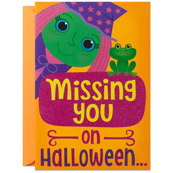 Witch and Frog Hugging Halloween Card, , large image number 1