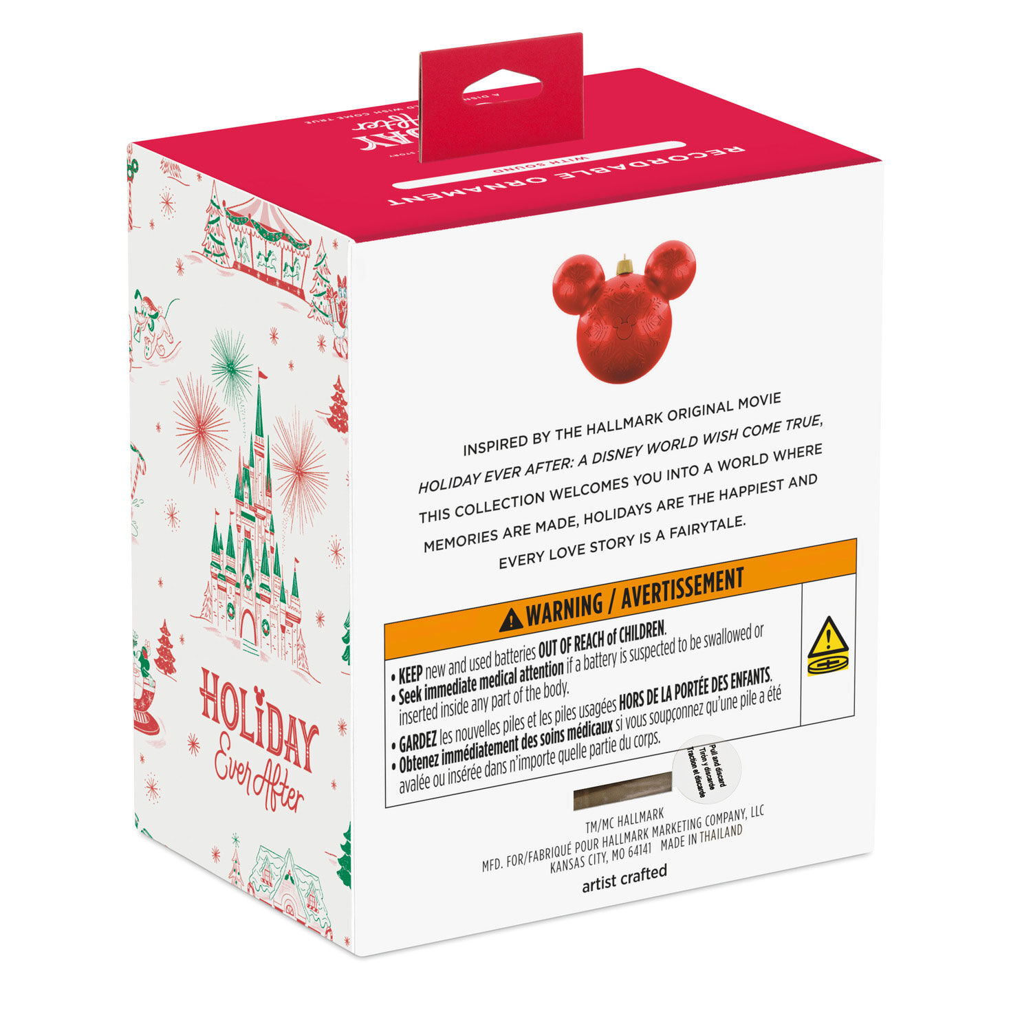 Red Mickey Ears Recordable Hallmark Ornament  image number 8