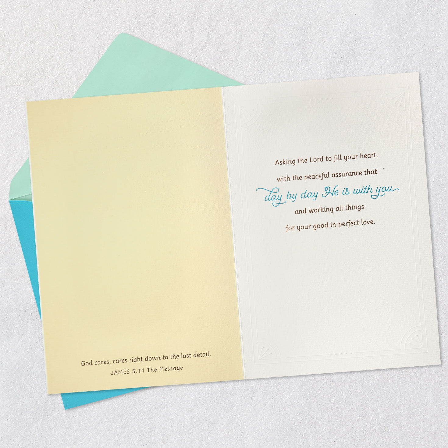 Sunrise and Rays Christian Encouragement Card Open card with envelope image number 4