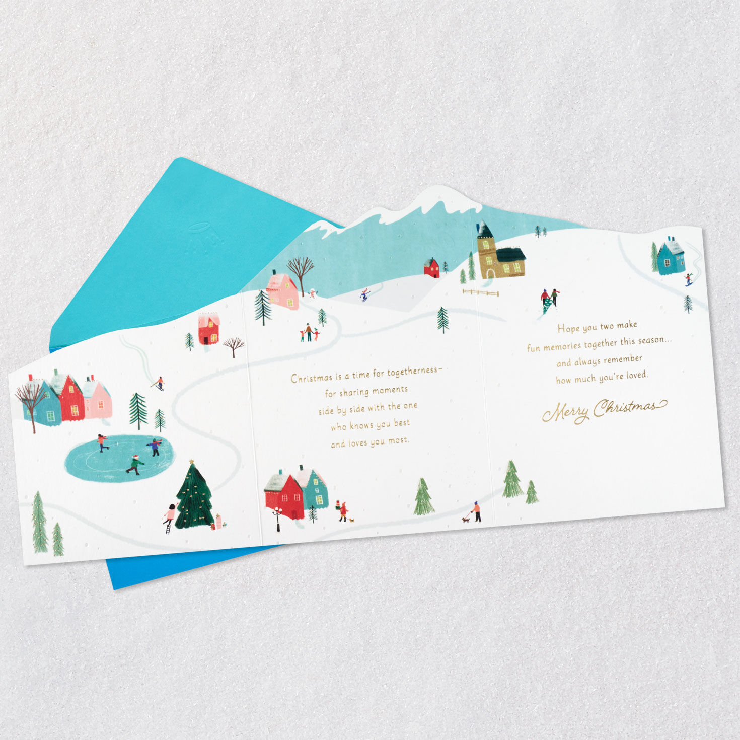 Winter Village Christmas Card for Son and His Wife Open card with envelope image number 5