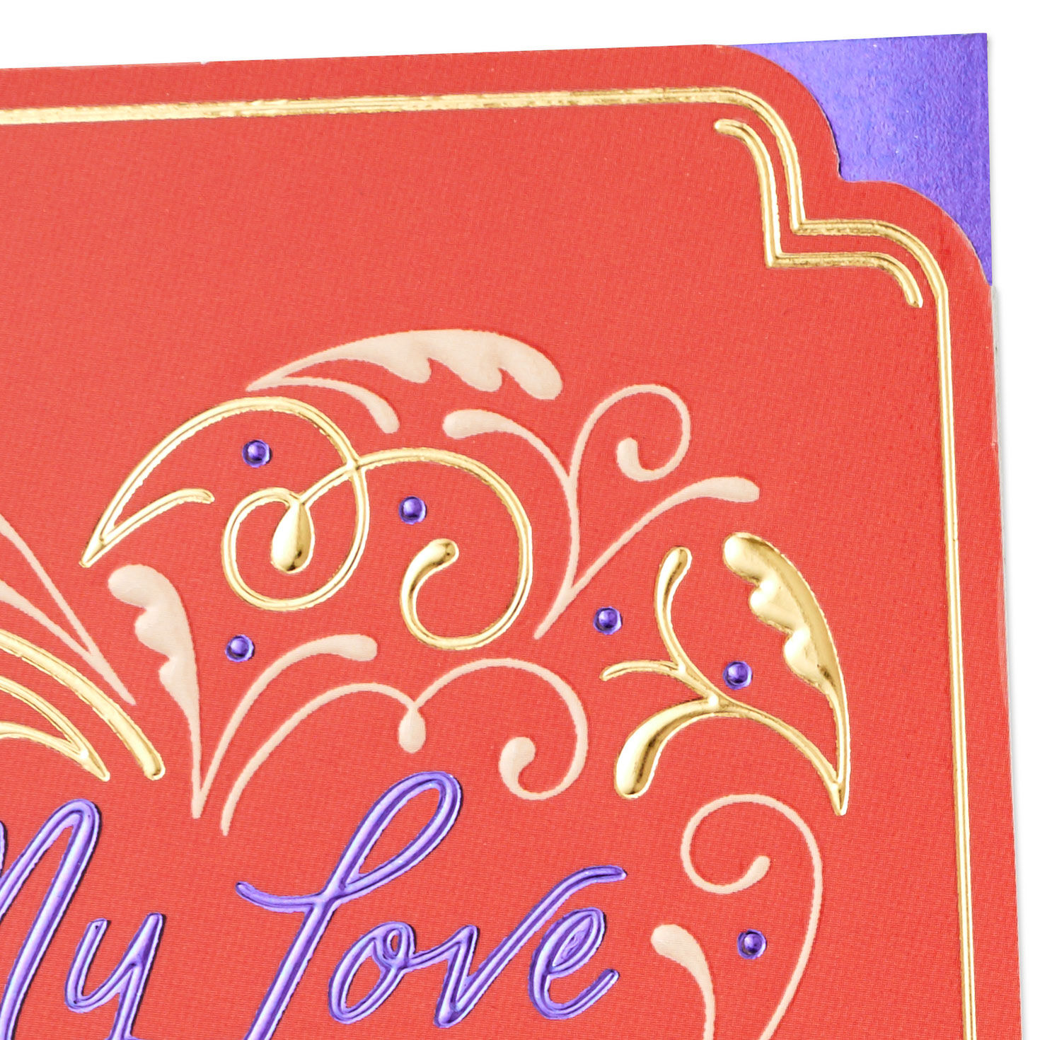 Gold Heart on Red Romantic Love Card  image number 5