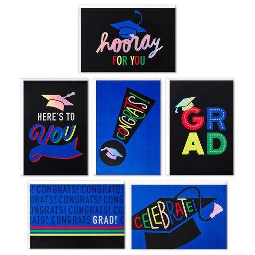 Assorted Bold and Iridescent Graduation Cards, Box of 36, 