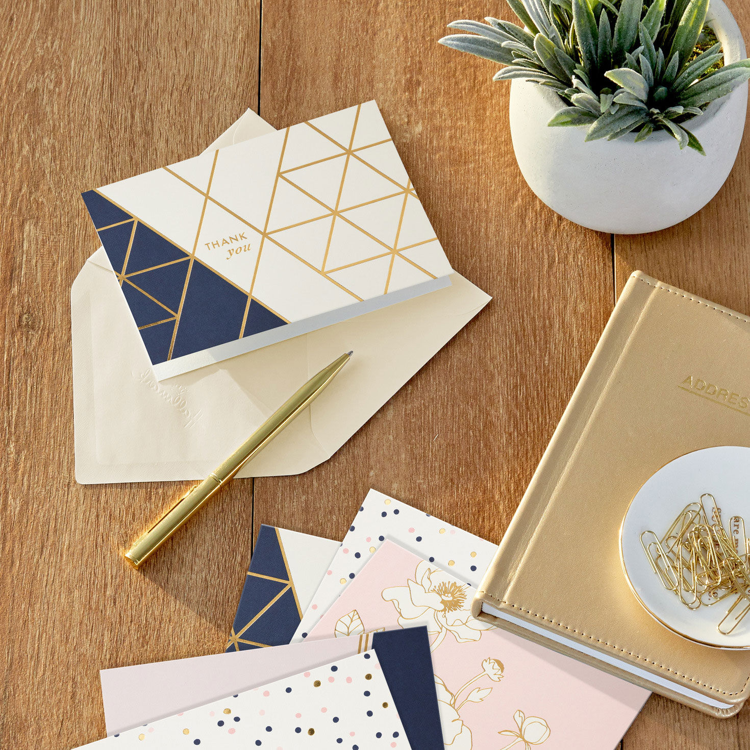 Pink and Navy Thank You Note Cards Assortment Pack in use image number 7