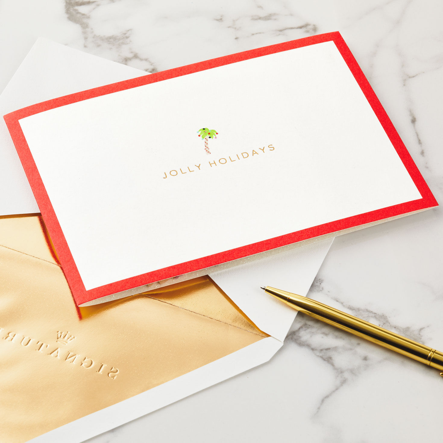 Beach Santa 3D Pop-Up Christmas Card Card Front with Envelope and Gold Pen image number 7