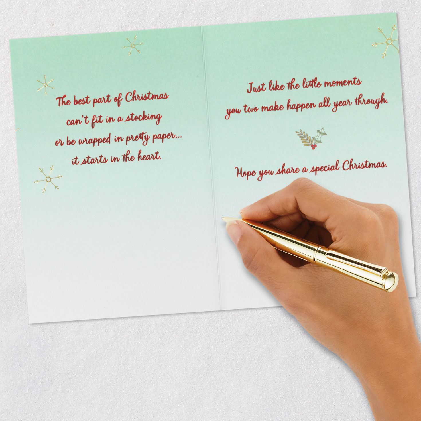 Two Stockings Christmas Card for Daughter & Son-in-Law Signing card image number 7