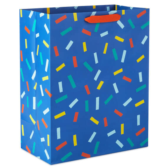 13" Confetti on Blue Large Gift Bag, , large image number 1