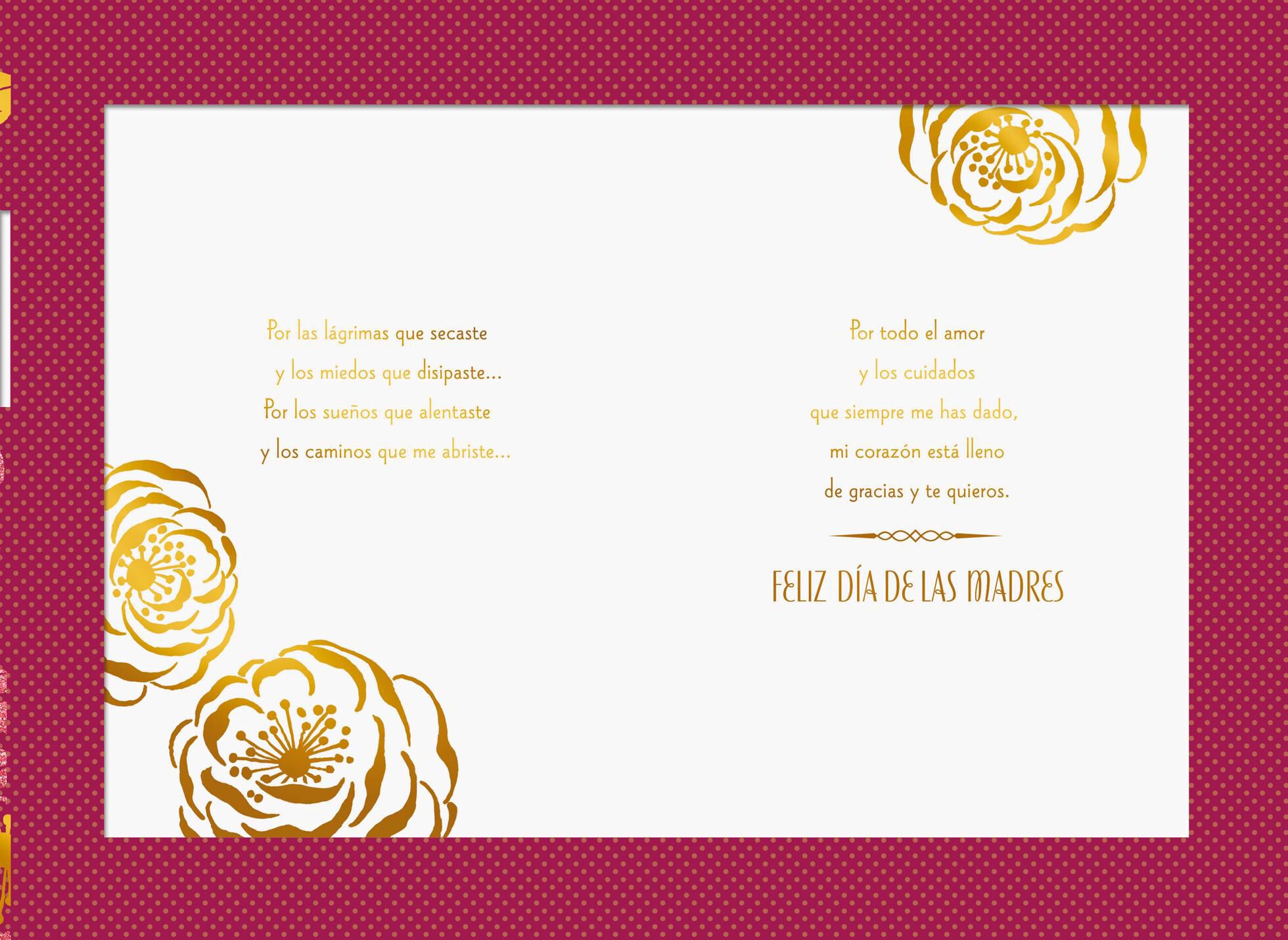 Polka Dots and Pink Roses SpanishLanguage Mother's Day Card Greeting