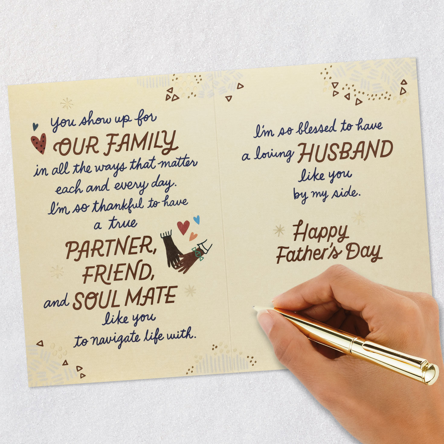 Hearts and Household Icons Husband Father's Day Card signing card image number 7