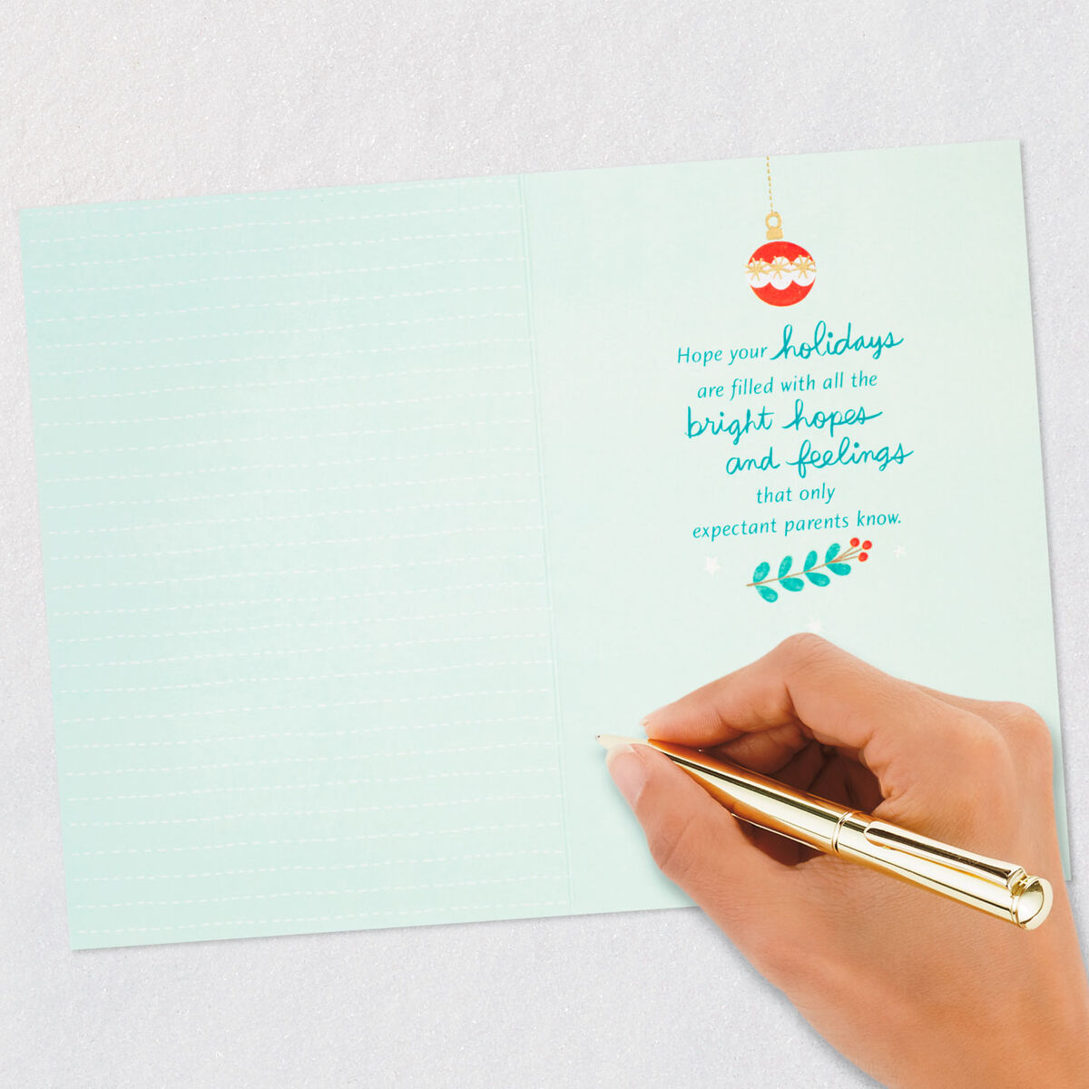 Happy Holidays Christmas Card for Son and Wife Expecting a Baby